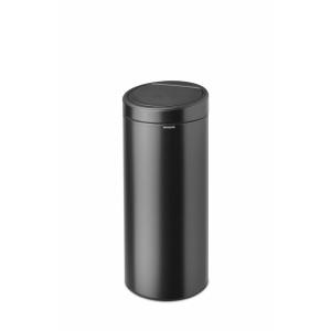 Brabantia Press-Top Kitchen Trash Can | Steel/Black | 8 Gallon / 30L | Home Trash Can with Soft-Touch Stay-Open Lid & Removable Inner Bucket | + Trash Bags(Confident Gray)