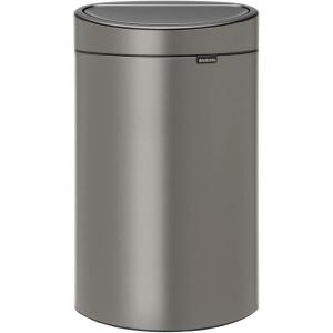 Brabantia Press-Top Kitchen Trash Can | Steel/Black | 8 Gallon / 30L | Home Trash Can with Soft-Touch Stay-Open Lid & Removable Inner Bucket | + Trash Bags(Platinum)