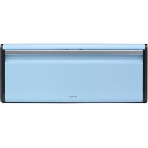 Brabantia Rectangular Fall Front Bread Box | Brilliant Steel | Large Metal Front Opening Bread Store for Kitchen Countertop | Flat Top for Extra Storage, Magnet Closing Lid | Fits 2 Loaves(Dreamy Blue)
