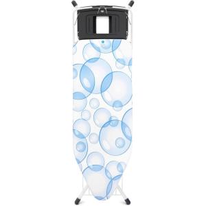 Brabantia Size B Ironing Board (49×15 in) 7 Height Options, Solid Steam Unit Rest Holder (Denim Black) Non-Slip Feet, Anti-Collapse Child Locks(Bubbles)