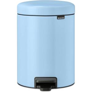 Brabantia Step-On XS Trash Can | Metallic Gold | 0.8 Gallon / 3L | Bathroom, Bedroom, Office Trash Can with Light Pedal Opening, Handle & Removable Inner Bucket | 6.6 x 9.3 x 10.4 | + Trash Bags(Dreamy Blue)