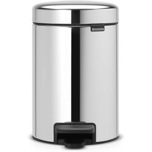 Brabantia Step-On XS Trash Can | Metallic Gold | 0.8 Gallon / 3L | Bathroom, Bedroom, Office Trash Can with Light Pedal Opening, Handle & Removable Inner Bucket | 6.6 x 9.3 x 10.4 | + Trash Bags(Brilliant Steel)