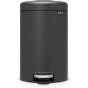 Brabantia Step-On XS Trash Can | Metallic Gold | 0.8 Gallon / 3L | Bathroom, Bedroom, Office Trash Can with Light Pedal Opening, Handle & Removable Inner Bucket | 6.6 x 9.3 x 10.4 | + Trash Bags(Mineral Infinite Gray)