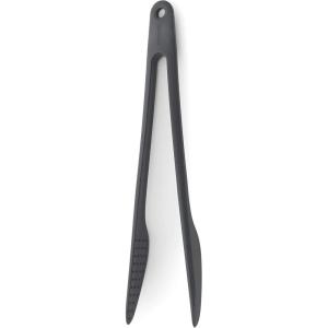 Brabantia Tasty+ Precision Tongs (Granite Gray) Non-Stick, Heat-Resistant, Dishwasher-Safe Nylon Serving, Grilling Cooking Tongs