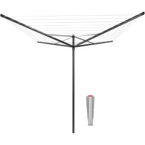 Brabantia Topspinner Outdoor 4 Arm Spinning Clothesline (164 ft/Ø 1.8″) Rotating, Folding Clothes Drying Rack + Concrete Ground Tube (Gray)(Anthracite)