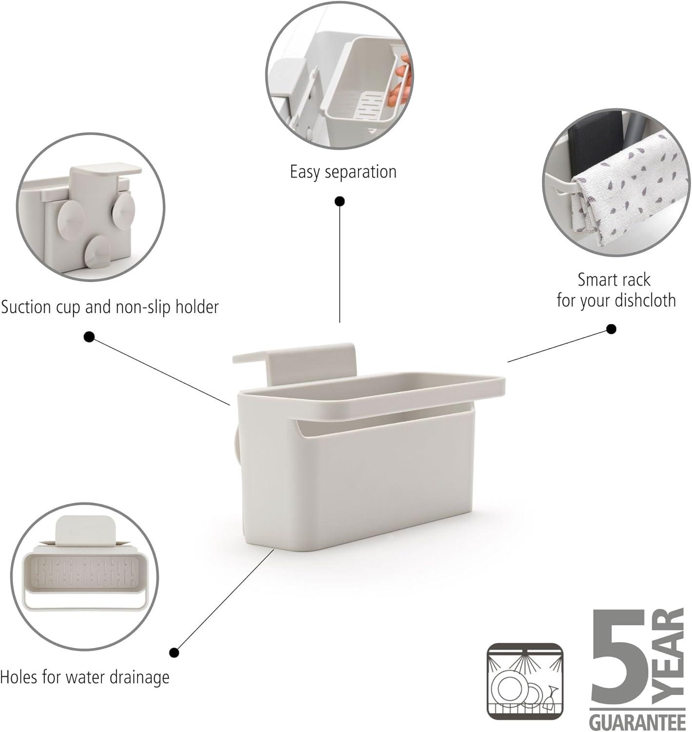 image:imageBrabantia Brabanta SinkSide inSink Organizer Dark Gray Tidy StorageDrainage Container with Suction Cups for Kitchen Sink Sponges Cloths DishsoapLight Gray