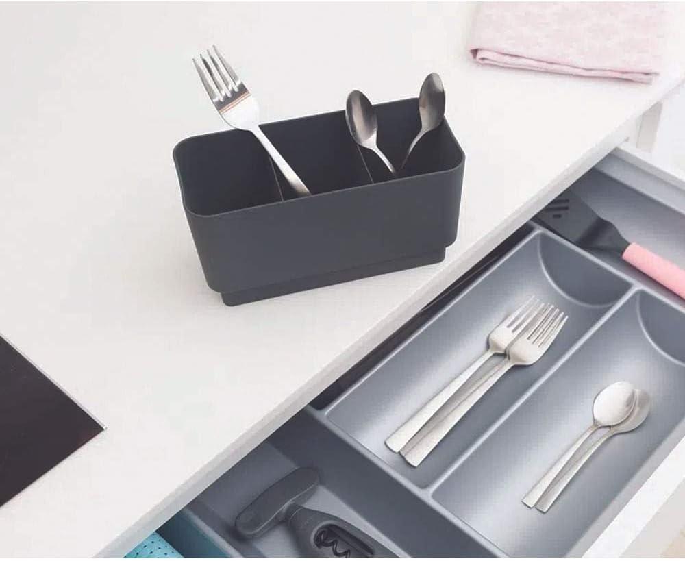 image:imageBrabantia Compact Dish Drying Draining Rack Dark Gray Plastic EasyClean Drip Tray amp Removable Cutlery BasketDark Gray