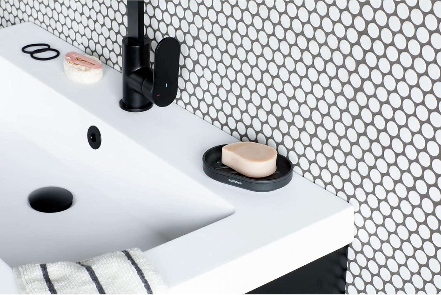 image:imageBrabantia Mindset Soap Dish Mineral Infinite Gray AntiRust Metal NonSlip Basin Soap Tray Holder for Bathroom Shower Kitchen Sink