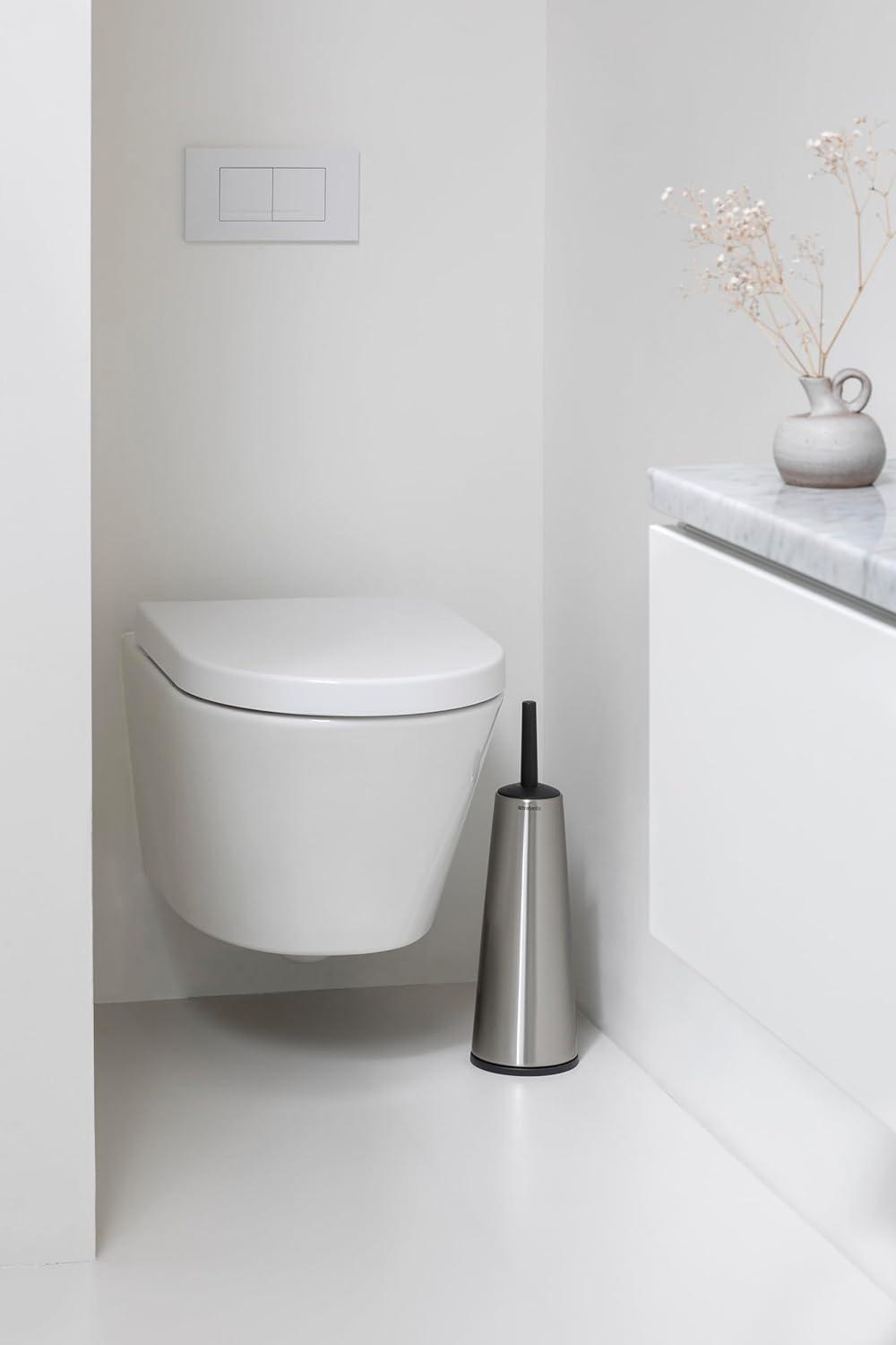 image:imageBrabantia ReNewToilet Brush amp Holder Set Matt Black FreeStanding NonSlipScratch Base Hygenic Discreet Toilet Bowl CleanerMatt SteelBlack