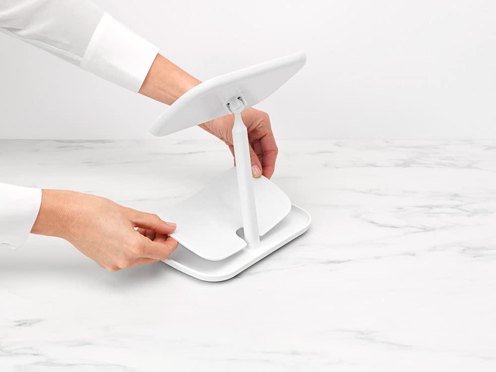 image:imageBrabantia Renew 360 Adjustable Vanity Bathroom Mirror with Stand amp Storage Tray White NonSlip Tray for Makeup Jewellery Shaving Accessories 8x8x11