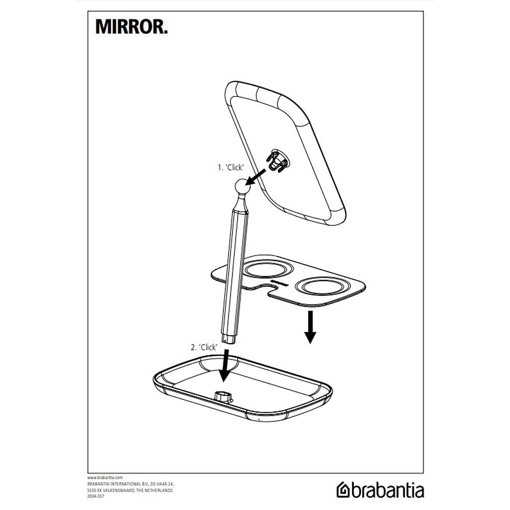 image:imageBrabantia Renew 360 Adjustable Vanity Bathroom Mirror with Stand amp Storage Tray White NonSlip Tray for Makeup Jewellery Shaving Accessories 8x8x11