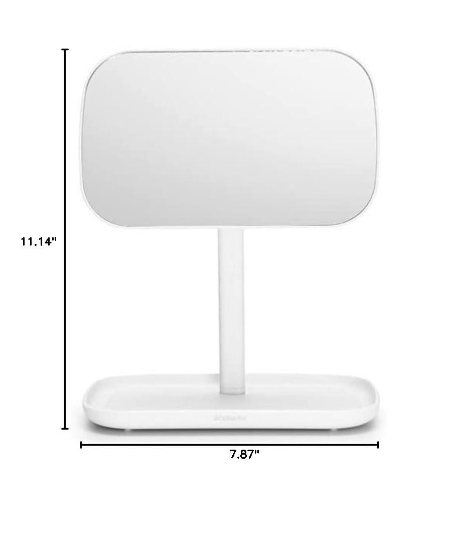 image:imageBrabantia Renew 360 Adjustable Vanity Bathroom Mirror with Stand amp Storage Tray White NonSlip Tray for Makeup Jewellery Shaving Accessories 8x8x11