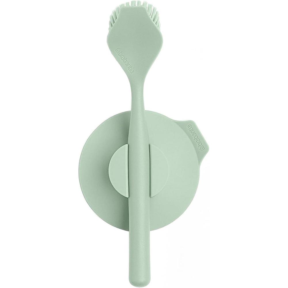 image:imageBrabantia 215780 Dish Brush amp Suction Holder Dish Washing Brush Suction Cup Holder Jade Green W 93 x D 43 x H 26 inches 235 x 11 x 65 cmJade Green