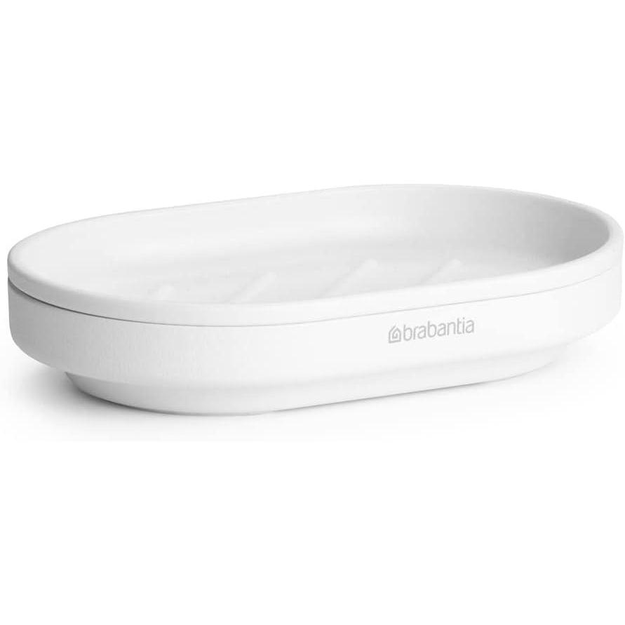 image:imageBrabantia Mindset Soap Dish Mineral Fresh White AntiRust Metal NonSlip Basin Soap Tray Holder for Bathroom Shower Kitchen Sink