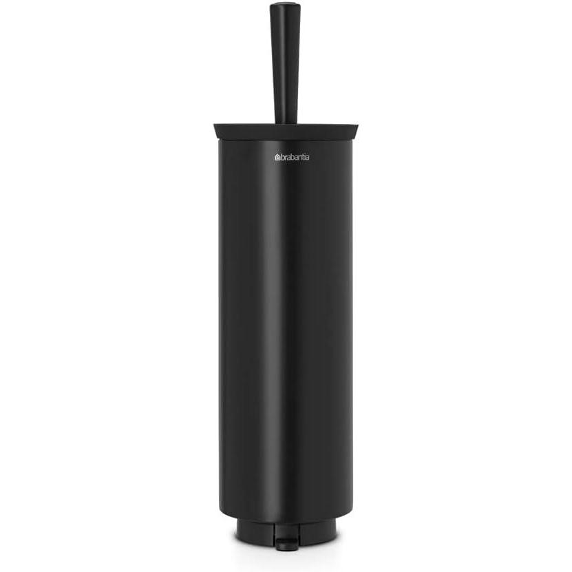 image:imageBrabantia Profile Toilet Brush and Holder Black FreestandingWallMounted Toilet Bowl Cleaner with Discreet Case Stand for BathroomBlack
