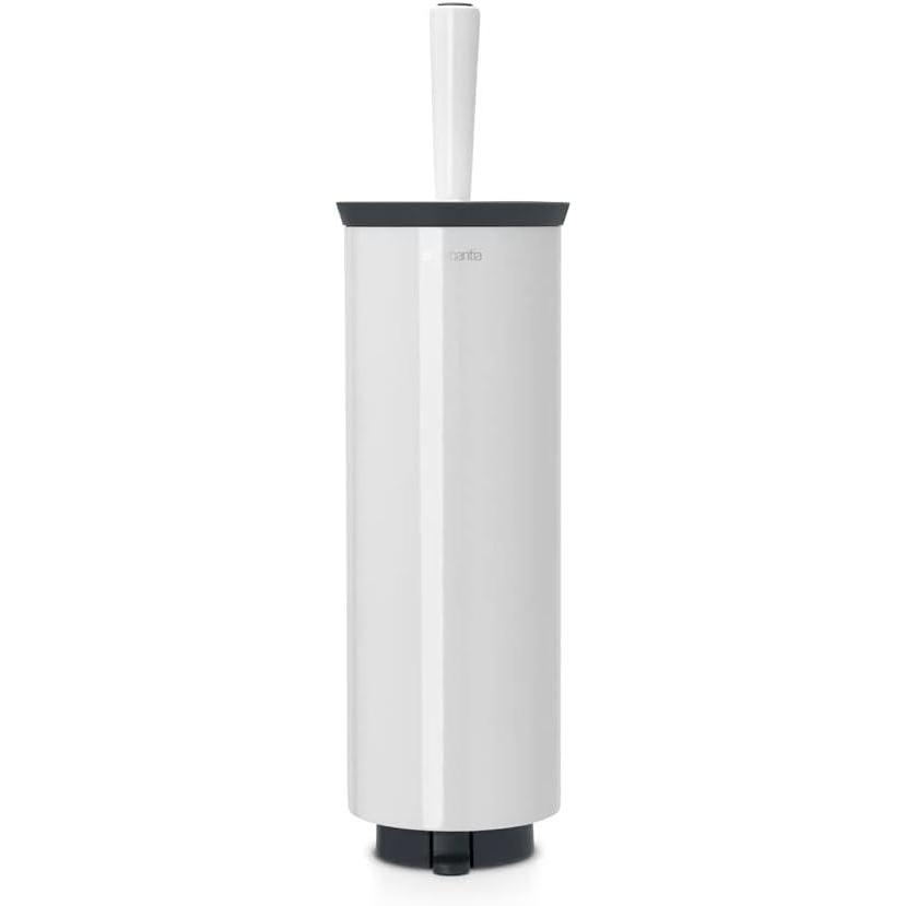 image:imageBrabantia Profile Toilet Brush and Holder Black FreestandingWallMounted Toilet Bowl Cleaner with Discreet Case Stand for BathroomWhite