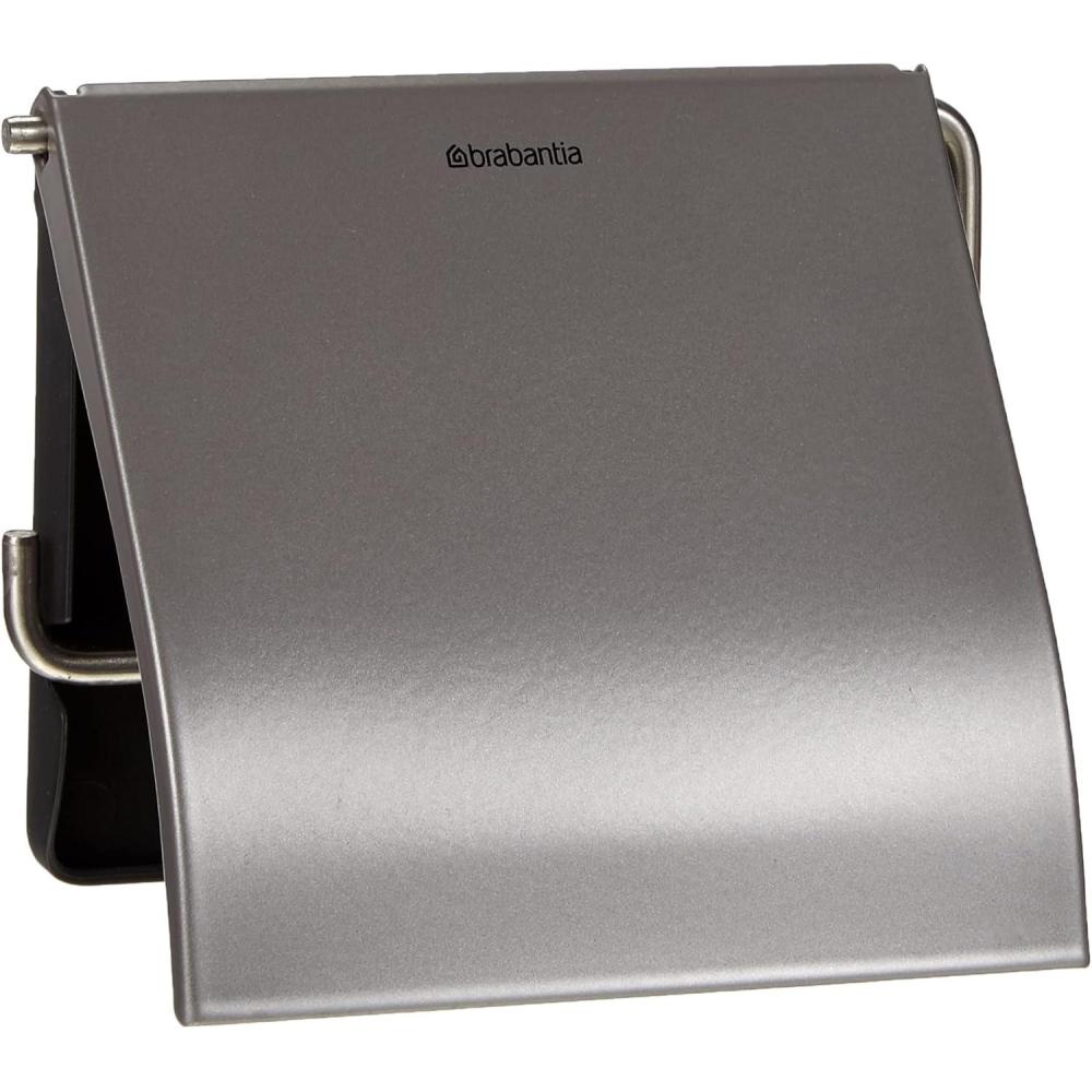 image:imageBrabantia Renew Toilet Roll Holder Brilliant Steel Left amp Right Handed Use DrillNoDrill Install RustFree Bathroom Paper DispenserPlatinum