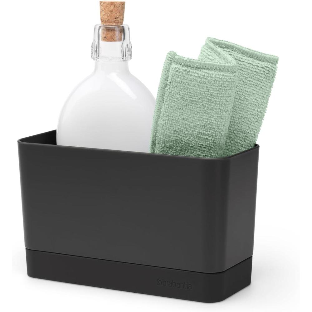 image:imageBrabantia Sink Organiser Dark Gray NonSlip NonScratch Kitchen Countertop Storage Caddy for Dish Brush Soap ClothsDark Gray