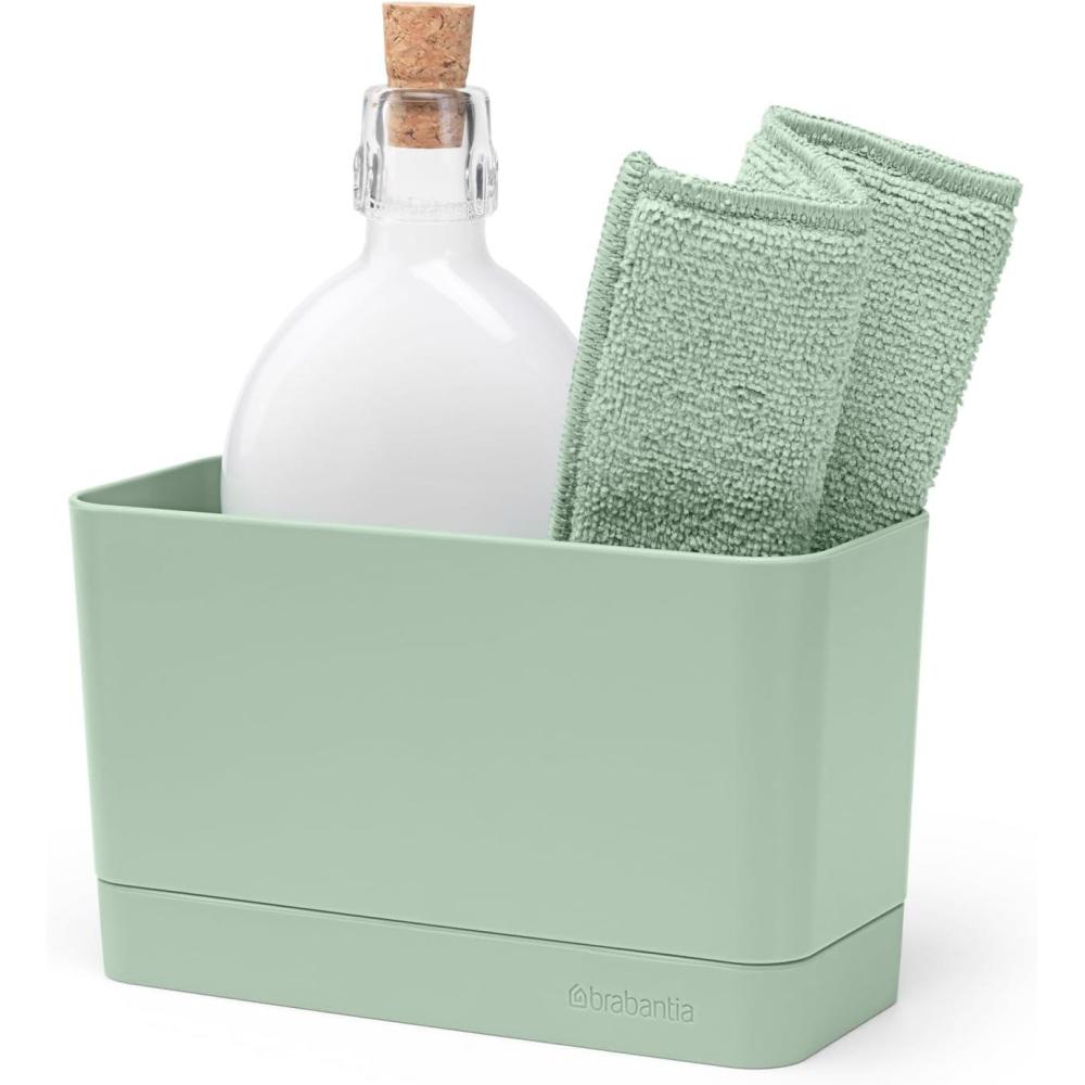 image:imageBrabantia Sink Organiser Dark Gray NonSlip NonScratch Kitchen Countertop Storage Caddy for Dish Brush Soap ClothsJade Green