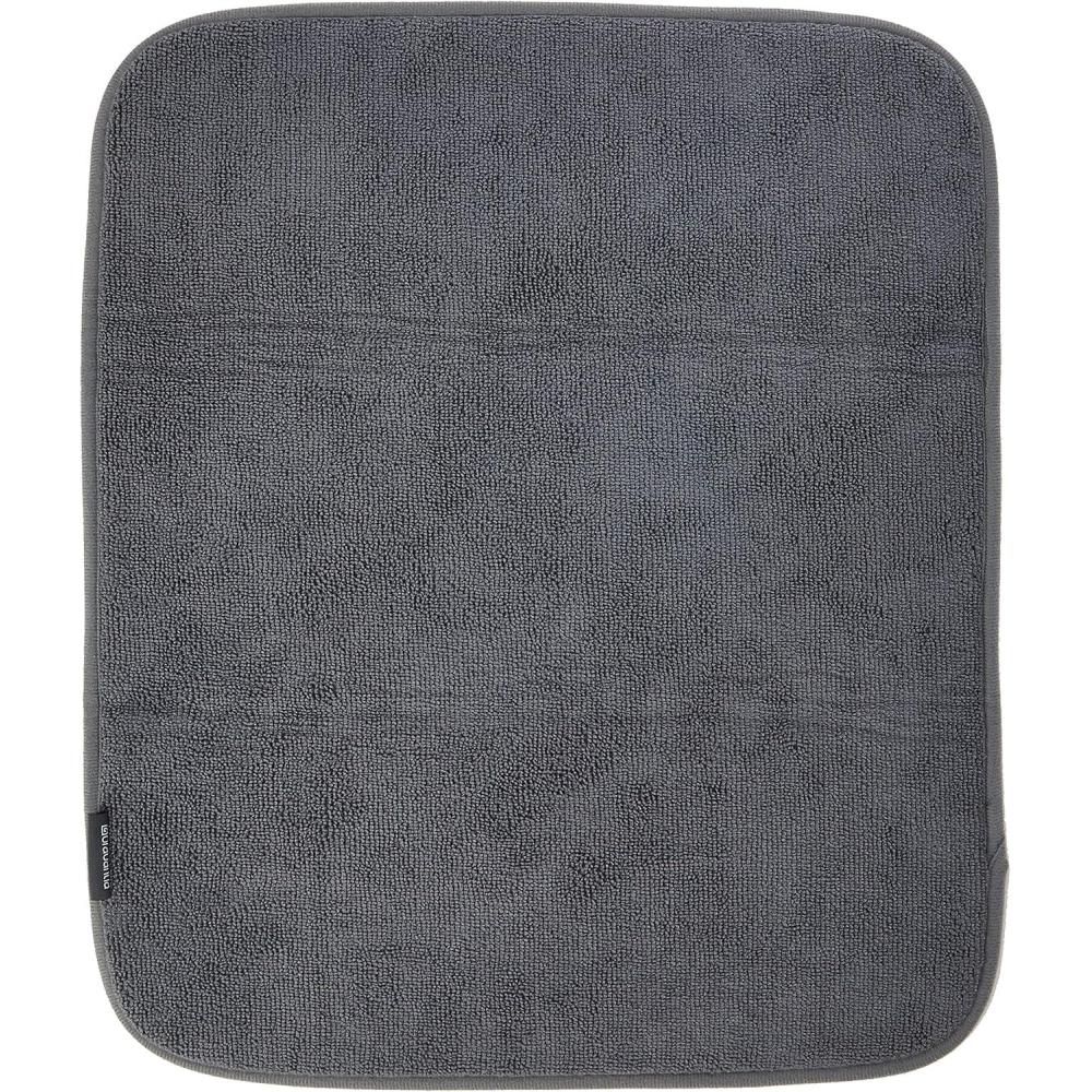 image:imageBrabantia SinkSide 16 x 19 Microfiber Dish Drying Mat for Kitchen Countertop Dark Gray Foldable MachineSafe Absorbable Pad for Plates Pots GlassesDark Gray