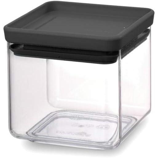 image:imageBrabantia Tasty 4pc Stackable Food Canisters Set Dark Gray 2x 07qt amp 2x 17qt BPAFree SpaceSaving Jars with Silicone Seal Lids for FreshnessDark Gray