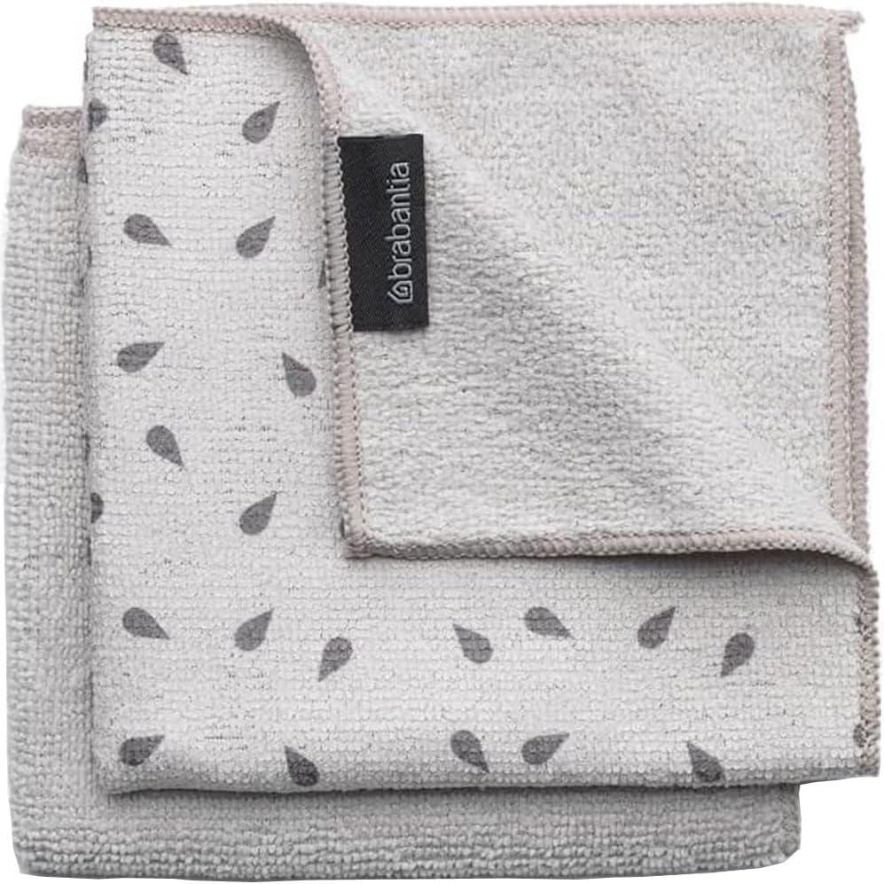 image:imageBrabantia x2 Microfiber Cleaning Dish Cloths Dark Gray Absorbent Hygenic Rags for Washing Cleaning Drying 12x12Light Gray