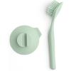 Brabantia 215780 Dish Brush & Suction Holder, Dish Washing Brush, Suction Cup Holder, Jade Green, W 9.3 x D 4.3 x H 2.6 inches (23.5 x 11 x 6.5 cm)(Jade Green)