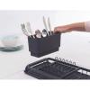 Brabantia Compact Dish Drying Draining Rack (Dark Gray) Plastic Easy-Clean Drip Tray & Removable Cutlery Basket(Dark Gray)