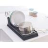 Brabantia Compact Dish Drying Draining Rack (Dark Gray) Plastic Easy-Clean Drip Tray & Removable Cutlery Basket(Dark Gray)
