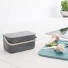 Brabantia Food Waste Caddy (0.48 Gal/Dark Gray) Kitchen Leftovers Can with Stay-Open Lid & Stainless Steel Handle for Composting(Gray)