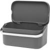 Brabantia Food Waste Caddy (0.48 Gal/Dark Gray) Kitchen Leftovers Can with Stay-Open Lid & Stainless Steel Handle for Composting(Gray)