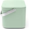 Brabantia Food Waste Caddy (0.48 Gal/Dark Gray) Kitchen Leftovers Can with Stay-Open Lid & Stainless Steel Handle for Composting(Jade Green)
