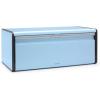 Brabantia Rectangular Fall Front Bread Box | Matt Black | Large Metal Front Opening Bread Store for Kitchen Countertop | Flat Top for Extra Storage, Magnet Closing Lid | Fits 2 Loaves(Dreamy Blue)