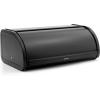 Brabantia Roll Top Bread Box | Large | Matt Black | Metal Front Opening Bread Store for Kitchen Countertop | Partly Flat Top for Extra Storage, Magnet Closing Lid | Fits 2 Loaves