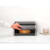 Brabantia Roll Top Bread Box | Medium | Matt Black | Large Metal Front Opening Bread Store for Kitchen Countertop | Partly Flat Top for Extra Storage, Magnet Closing Lid | Fits 1 Loaf