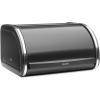 Brabantia Roll Top Bread Box | Medium | Matt Black | Large Metal Front Opening Bread Store for Kitchen Countertop | Partly Flat Top for Extra Storage, Magnet Closing Lid | Fits 1 Loaf
