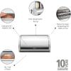 Brabantia Roll Top Bread Box | Medium | Matt Steel | Large Metal Front Opening Bread Store for Kitchen Countertop | Partly Flat Top for Extra Storage, Magnet Closing Lid | Fits 1 Loaf