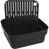 Brabantia Washing Up Dish Tub Bowl with Removable Draining Tray (Light Gray) Ideal for Rectangular/Square Kitchen Sinks (14.72 x 13.54 x 6.34)(Dark Grey)