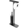 Brabantia Mindset Toilet Butler | Mineral Fresh White | Freestanding All-in-One Bathroom Accessory Set | Toilet Paper Holder Stand, Integrated Shelf & Toilet Brush & Holder | Bathroom Phone Holder(Mineral Infinite Gray)