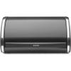 Brabantia Roll Top Bread Box | Medium | Matt Black | Large Metal Front Opening Bread Store for Kitchen Countertop | Partly Flat Top for Extra Storage, Magnet Closing Lid | Fits 1 Loaf