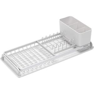 Brabantia Compact Dish Drying Draining Rack (Dark Gray) Plastic Easy-Clean Drip Tray & Removable Cutlery Basket(Light Gray)