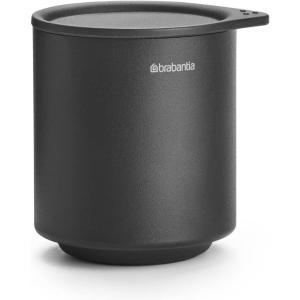 Brabantia MindSet Bathroom Storage Pot with Lid (Mineral Infinite Gray) Cue Tip, Cotton Pads, Jewellery Storage Organizer Holder for Washbasin or Cupboard