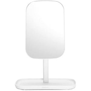 Brabantia Renew 360° Adjustable Vanity Bathroom Mirror with Stand & Storage Tray (White) Non-Slip Tray for Makeup, Jewellery, Shaving Accessories (8x8x11)