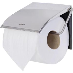 Brabantia Renew Toilet Roll Holder (Brilliant Steel) Left & Right Handed Use, Drill/No-Drill Install, Rust-Free Bathroom Paper Dispenser(Brilliant Steel)