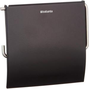 Brabantia Renew Toilet Roll Holder (Brilliant Steel) Left & Right Handed Use, Drill/No-Drill Install, Rust-Free Bathroom Paper Dispenser(Matt Black)