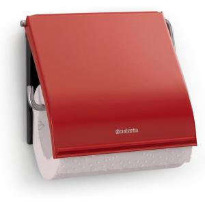 Brabantia Renew Toilet Roll Holder (Brilliant Steel) Left & Right Handed Use, Drill/No-Drill Install, Rust-Free Bathroom Paper Dispenser(Passion Red)