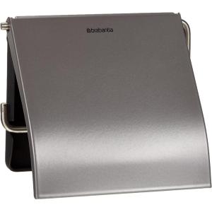 Brabantia Renew Toilet Roll Holder (Brilliant Steel) Left & Right Handed Use, Drill/No-Drill Install, Rust-Free Bathroom Paper Dispenser(Platinum)