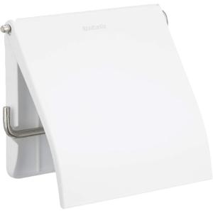 Brabantia Renew Toilet Roll Holder (Brilliant Steel) Left & Right Handed Use, Drill/No-Drill Install, Rust-Free Bathroom Paper Dispenser(White)